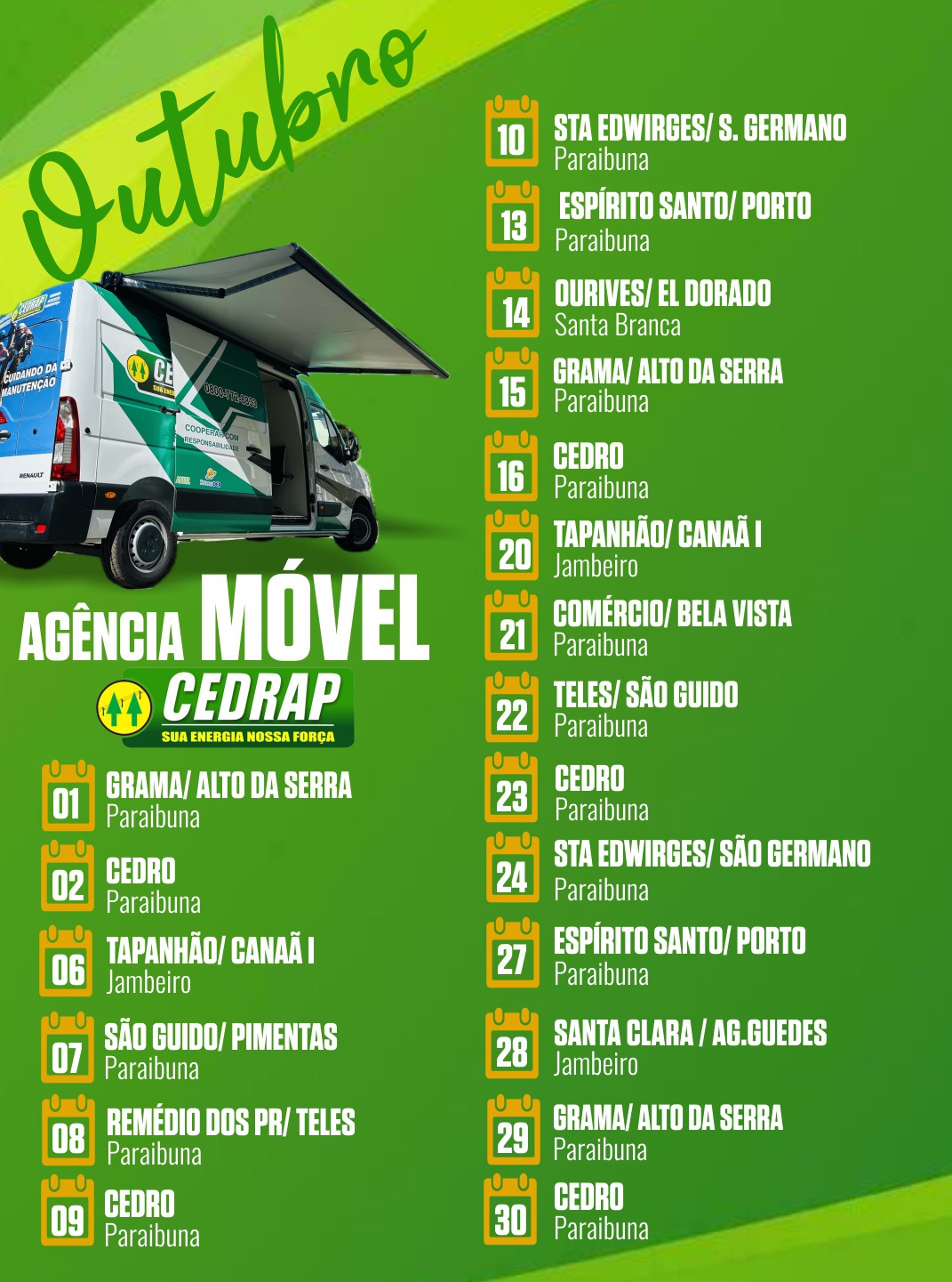 Programação Agência Móvel de Outubro