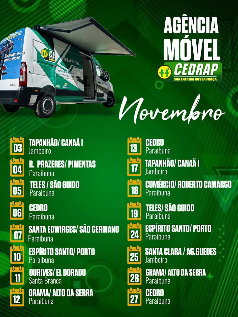 Programação Agência Móvel de Novembro