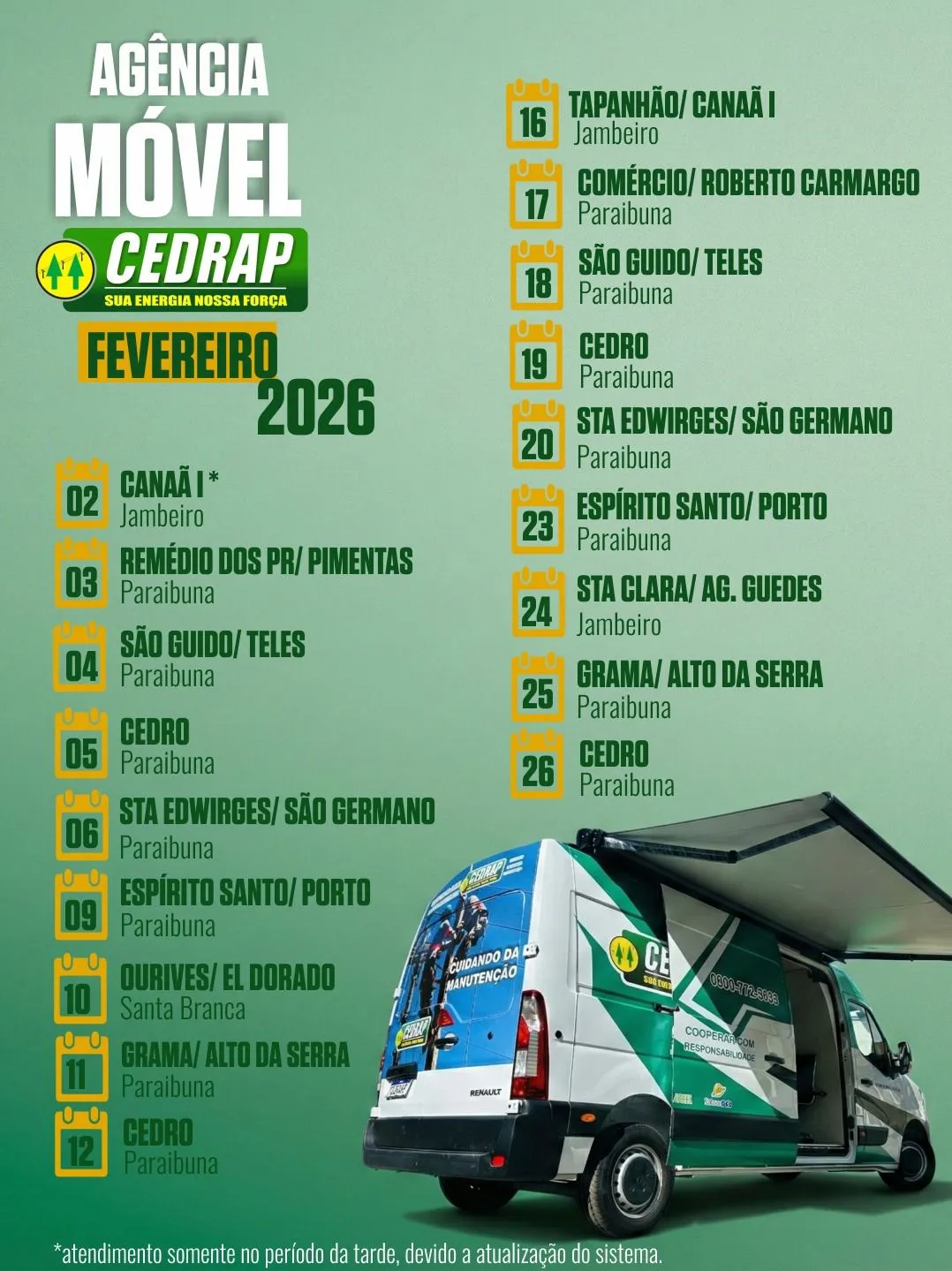 Programação Agência Móvel de Fevereiro