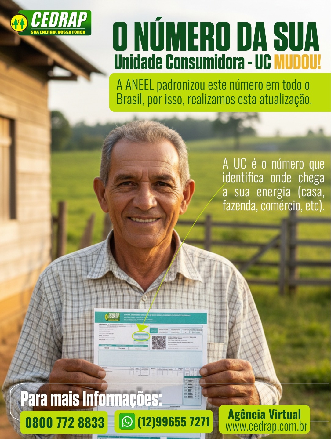 Atenção: número da Unidade Consumidora(UC) foi atualizado