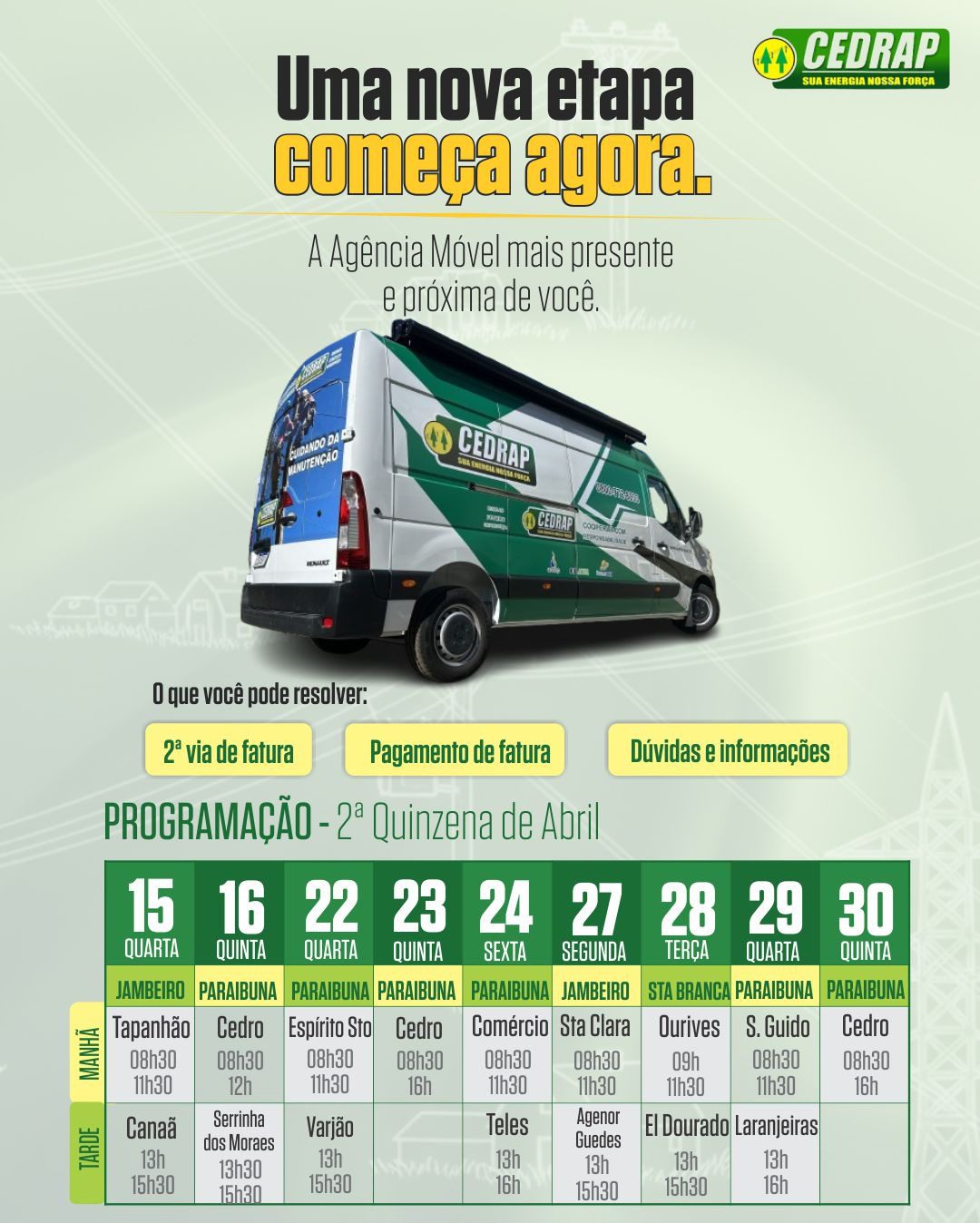 Programação Agência Móvel de Abril