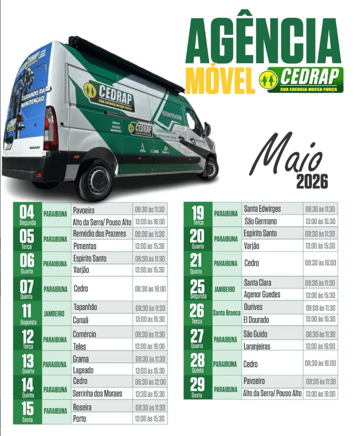 Programação Agência Móvel de Maio